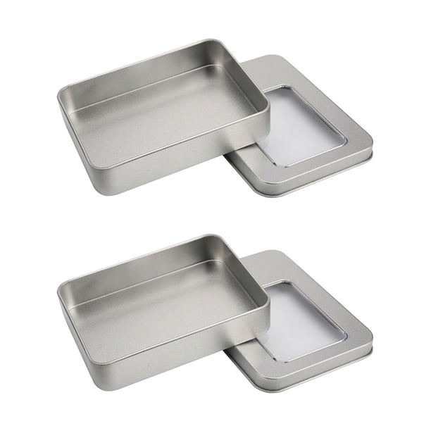Bewildely 2 unids/set organizador multifuncional de caja de lata almacenamiento conveniente para varios artículos hojalata duradera Almacenamiento y organización del hogar Media ventana