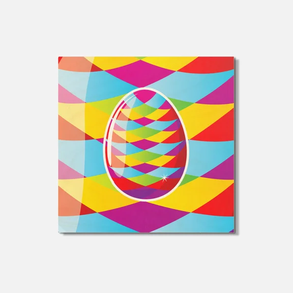 Diamond Pattern Easter Egg 4'' X 4'' Square Wooden Coaster