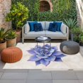 thumbnail image 2 of Blue Purple Flower Outdoor Rug for Patio/Deck/Porch, Non-Slip Large Area Rug 3 x 5 Ft, Succulents Ferns Abstract Watercolor Indoor Outdoor Rugs Washable Area Rugs, Camping Rug Carpet Runner, 2 of 8