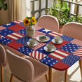 thumbnail image 3 of Independence Day Table Cloths for 4 Foot Rectangle Tables, US Flag Star Stripe Vintage Patio Waterproof Elastic Fitted Tablecloths, Washable Rectangular Table Cover for Camping, 3 of 8