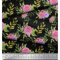 thumbnail image 3 of Soimoi Black Cotton Duck Fabric Leaves & Rose Floral Print Fabric by the Yard 44 Inch Wide, 3 of 3