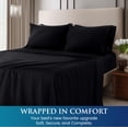 thumbnail image 4 of King Size 4 Piece Sheet Set - Brushed Microfiber - Soft Bed Sheets for King Size Bed - Includes 1 Fitted, 1 Flat, & 2 Pillow Cases - Deep Pocket Black, 4 of 5