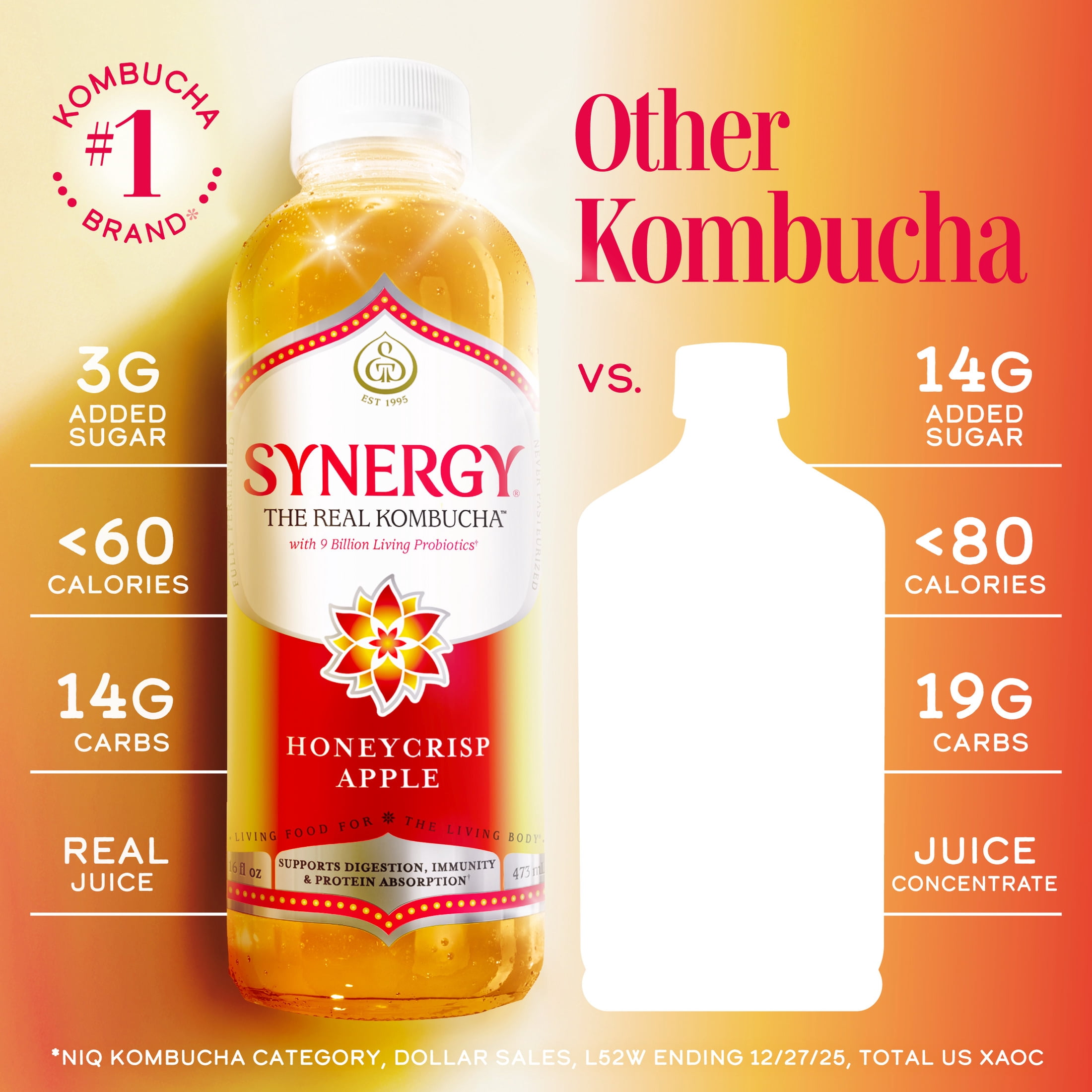 Synergy Honeycrisp Apple Kombucha 16 fl oz