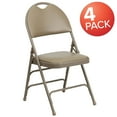 thumbnail image 2 of Flash Furniture 4 Pack HERCULES Series Ultra-Premium Triple Braced Beige Vinyl Metal Folding Chair with Easy-Carry Handle, 2 of 8