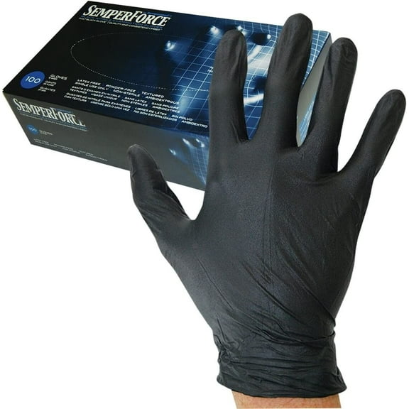 SemperForce Black Nitrile Examination Gloves 5 mil - 1000 Pcs | Small