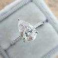 thumbnail image 2 of Solitaire Brilliance 3.90CT Pear Moissanite Solitaire Pave Hidden Halo Engagement Ring for Women 10k White Gold Ring Size 9, 2 of 7