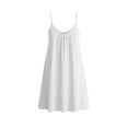 thumbnail image 5 of Women's Spaghetti Strap Mini Dress Adjustable Textured A-Line Beach Cover Up Dresses for Women White S, 5 of 7