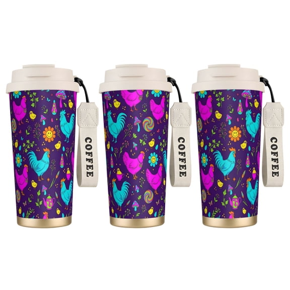 1pc Chicken Tumbler - 18oz Stainless Steel Vacuum Insulated Travel Cup, Leak-proof Water Bottle with Straw, Unique Chicken Decor for Chicken Lovers