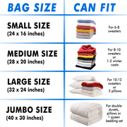 Tooloton Vacuum Storage Bags with Turbo Valve, 12 Pack (3 Jumbo, 3 Large, 3 Medium, 3 Small)