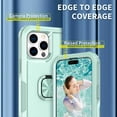 thumbnail image 4 of for iPhone 15 Pro Case, Rugged Shockproof Heavy Duty Soft TPU Rubber Bumper Hard PC Back Hybrid Protective Case [with Ring Stand] for iPhone 15 Pro (Without Screen Protector) - Green, 4 of 10