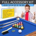 thumbnail image 3 of SereneLife 4.5ft Folding Pool Table, 55in Portable Foldable Billiards Game Table for Kids and Adults with Accessories, Indoor and Outdoor Games with Sticks, Cue, Balls and Triangle, Blue, 3 of 7