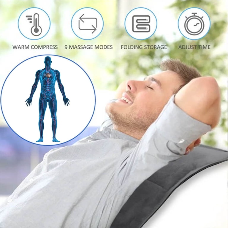 iFCOW Full Body Massage Mat Pad with Heat,Vibration Massage Mat with 2 Heat  Pad & 10 Vibration Motors,Back Massage Bed / Chair Pad with Auto Shut 