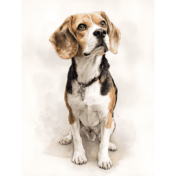 Beagle Dog Portrait Canvas Print Wall Art for Living Room Bedroom Office Hallway Apartment Decor