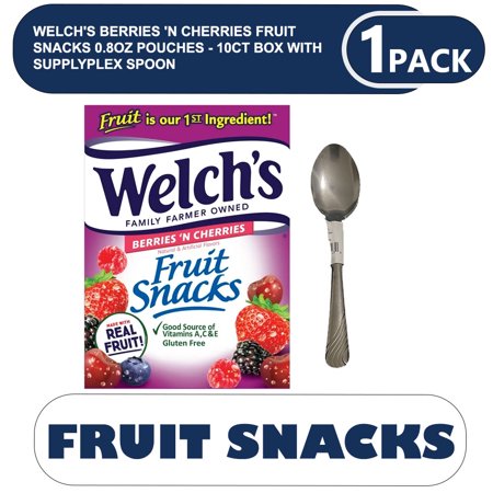 Welch's Berries 'N Cherries Fruit Snacks 0.8oz Pouches - 10ct Box with supplyplex spoon