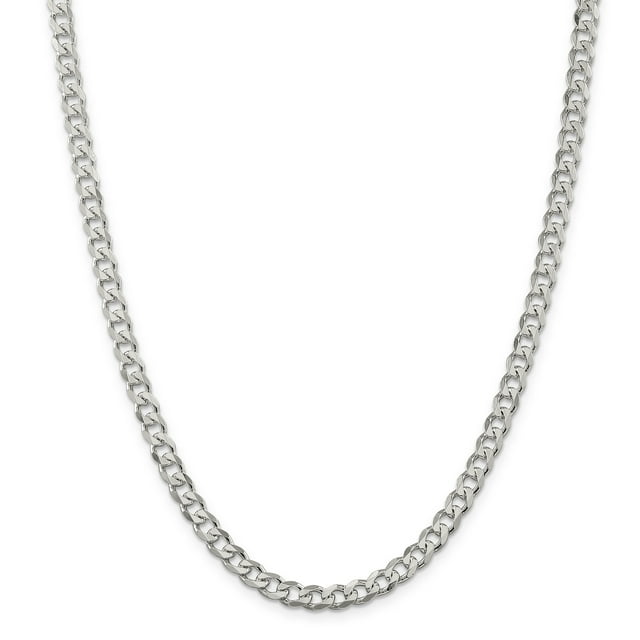 Sterling Silver 6mm Curb Chain (Weight: 35.07 Grams, Length: 28 Inches)