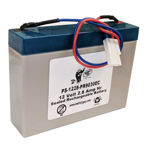 Power-Sonic PS-1228 with wire leads and PR9030EC connector ~ Rechargeable SLA Battery 12v 2.8ah