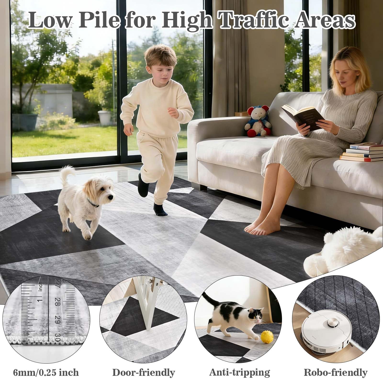 Bleum Cade Area Rugs 2x3,Modern Geometry Non Slip Washable Entryway Rug, Door Mat Outdoor Indoor,Soft Faux Wool Low Pile Welcome Mat for Entrance,Christmas Decorations