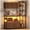 Fluted Brown, variant on Farmhouse 45.3" Bakers Rack with Power Outlet and LED Light, Kitchen Microwave Stand with Storage, Glass Cabinet and 8 Hooks
