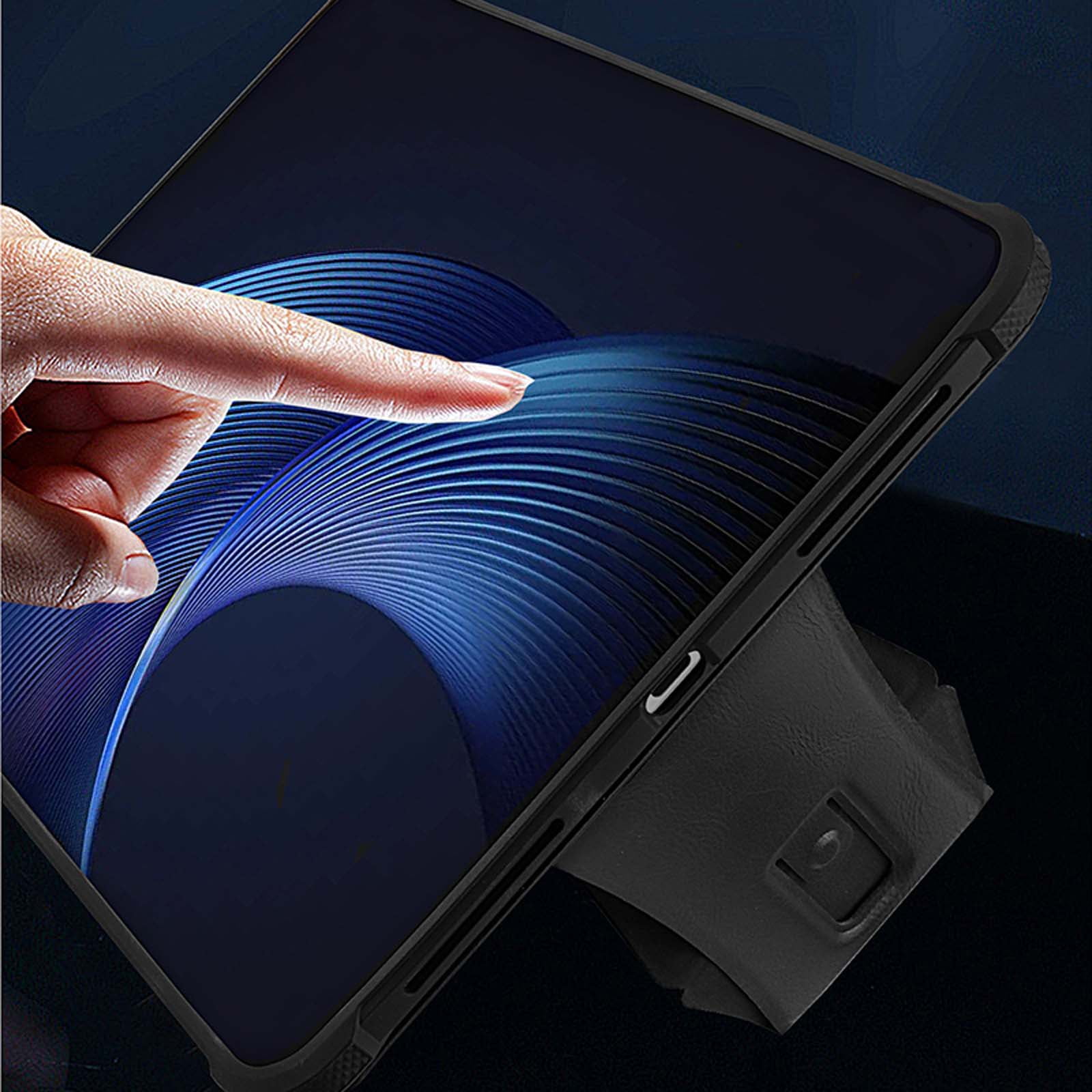 ELEHOLD Premium Leather Tablet Case For iPad Air 11-inch M3 (2025) / M2 (2024), Stand Folio Cover Wallet Pouch Kickstand Auto Sleep/Wake Case with Pencil Holder For Apple iPad Air 11,Black