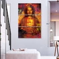thumbnail image 3 of Elephant Stock Colorful Golden Buddha Wall Art - Vertical Multi Panel Canvas - Living Room Wall Decor - Religion And Spirituality Multi Panel - Orange And Pink Decor - 48" x 74", 3 of 8