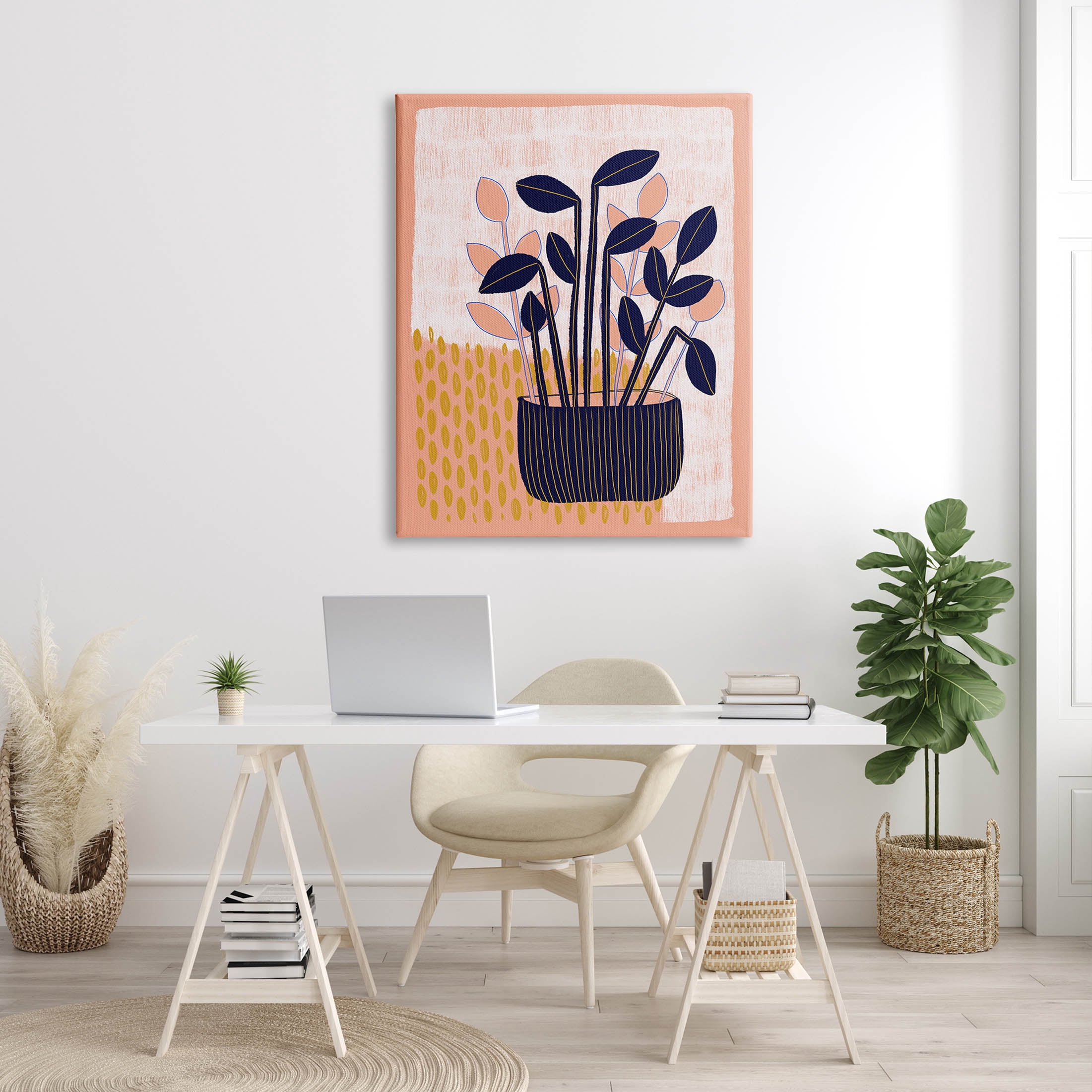 Stupell Industries Modern Patterned Potted Plant Graphic Art Gallery Wrapped Canvas Print Wall Art, Design by Birgit Maria Kiennast