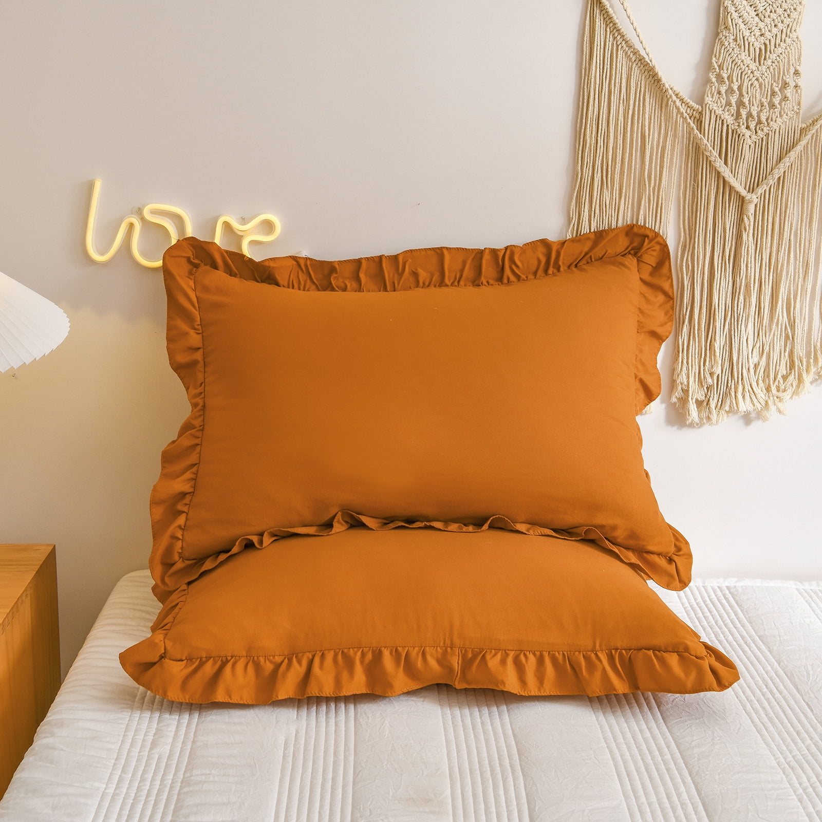 Move Over Burnt Orange Ruffle Pillow Shams Queen Ruffled Pattern 100