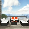 thumbnail image 4 of Costway 7PCS Patio Rattan Furniture Set Sectional Sofa Cushioned Glass Table Steel Frame, 4 of 10