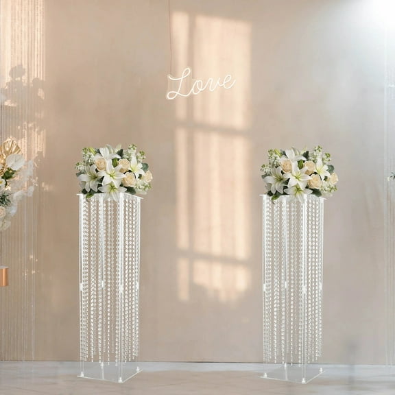 Balsa Circle 40 in Clear Acrylic Wedding Centerpiece Stand Hanging Crystal Beads Party Events Decorations
