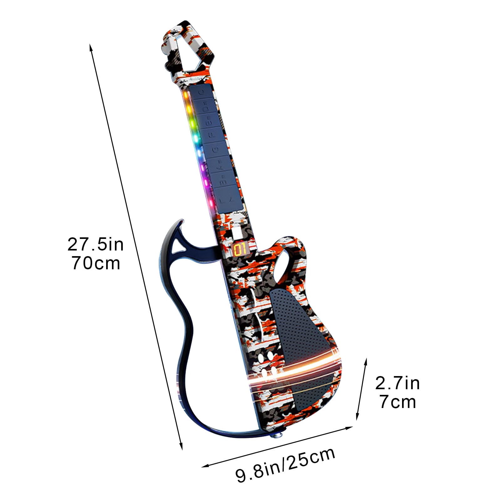 Eespoir Smart Bluetooth Electronic Guitar For Kids, No Strings Foldable Guitar Toy, Auto-Play One-Man Band Mode For Beginners, Portable Music Gift, Educational(Red)