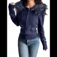 thumbnail image 1 of Suéter Cárdigan con Cremallera para Mujer, Sudadera con Capucha de Piel Sintética con Cable, Chaqueta de Larga, Conjuntos de Punto Y2K Azul Marino M, 1 of 9