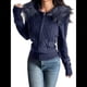 thumbnail image 1 of Suéter Cárdigan con Cremallera para Mujer, Sudadera con Capucha de Piel Sintética con Cable, Chaqueta de Larga, Conjuntos de Punto Y2K Azul Marino S, 1 of 9