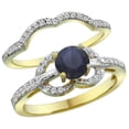 thumbnail image 1 of 14K Yellow Gold Natural High Quality Blue Sapphire 2-piece Engagement Ring Set Round 6mm, size 9, 1 of 2