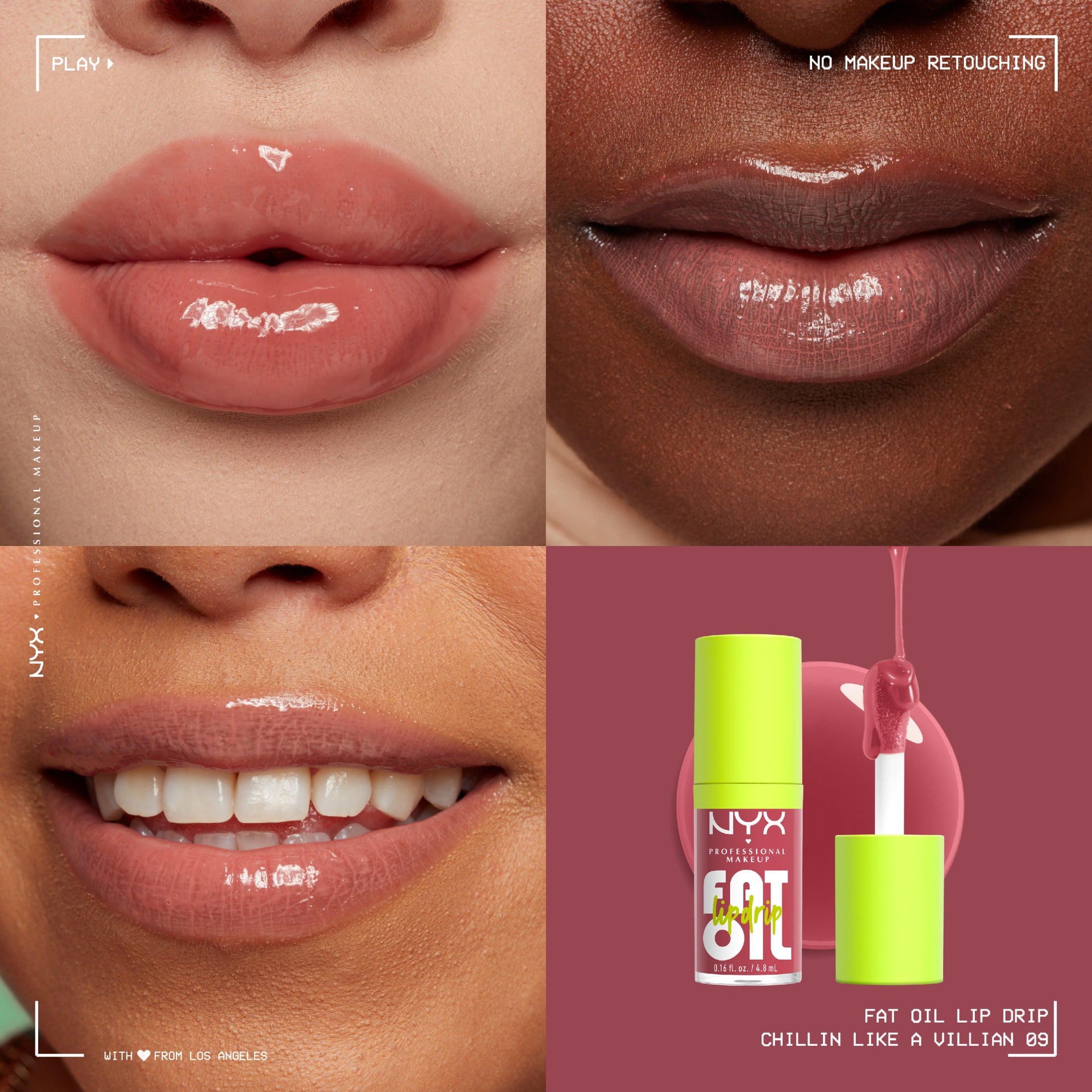 NYX Professional Makeup Fat Oil Lip Drip Lip Oil, 12 Hour Hydration Lip Gloss, Chillin Like A Villain, 0.16 fl oz