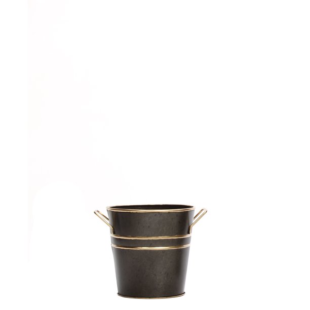 Elegant Expressions by Hosley Metal Bucket with Handles, Black Zinc