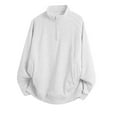 thumbnail image 2 of hlysgo Mens Zipper Sweatshirts Casual Long Sleeve Zip Mock Neck Pullover Shirts with Pockets Loose Fit Basic Tees Shirts Fall Winter Clothes White XXL, 2 of 4