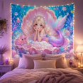 thumbnail image 2 of Mermaid on Shell Throne with Underwater Fantasy, Whimsical Illustration for Kids & Teens, Sea Life Art Decor, Birthday Gift, Tapestry Wall Hanging for Bedroom and Nursery, 2 of 7