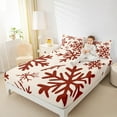 thumbnail image 4 of Manfei Vintage Red Snowflake Full Size Sheets,Merry Christmas Bed Sheets,Happy New Year Sheet Sets For Men Women,Microfiber Bedroom Decor,4-Piece, 4 of 7
