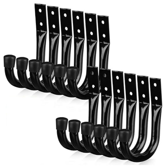 12 x Garage Storage Hooks-Black