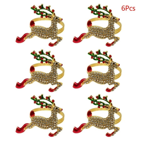 

SEFUONI Set of 6 Christmas Themed Napkin Rings Napkin Holder Towel Serviette Rings
