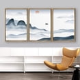 thumbnail image 3 of IDEA4WALL Framed Canvas Print Wall Art Set Blue Watercolor Mountain Range Sea Nature Wilderness Modern Art Decorative Landscape Rustic for Living Room, Bedroom, Office - 16"x24"x3 Natural, 3 of 5