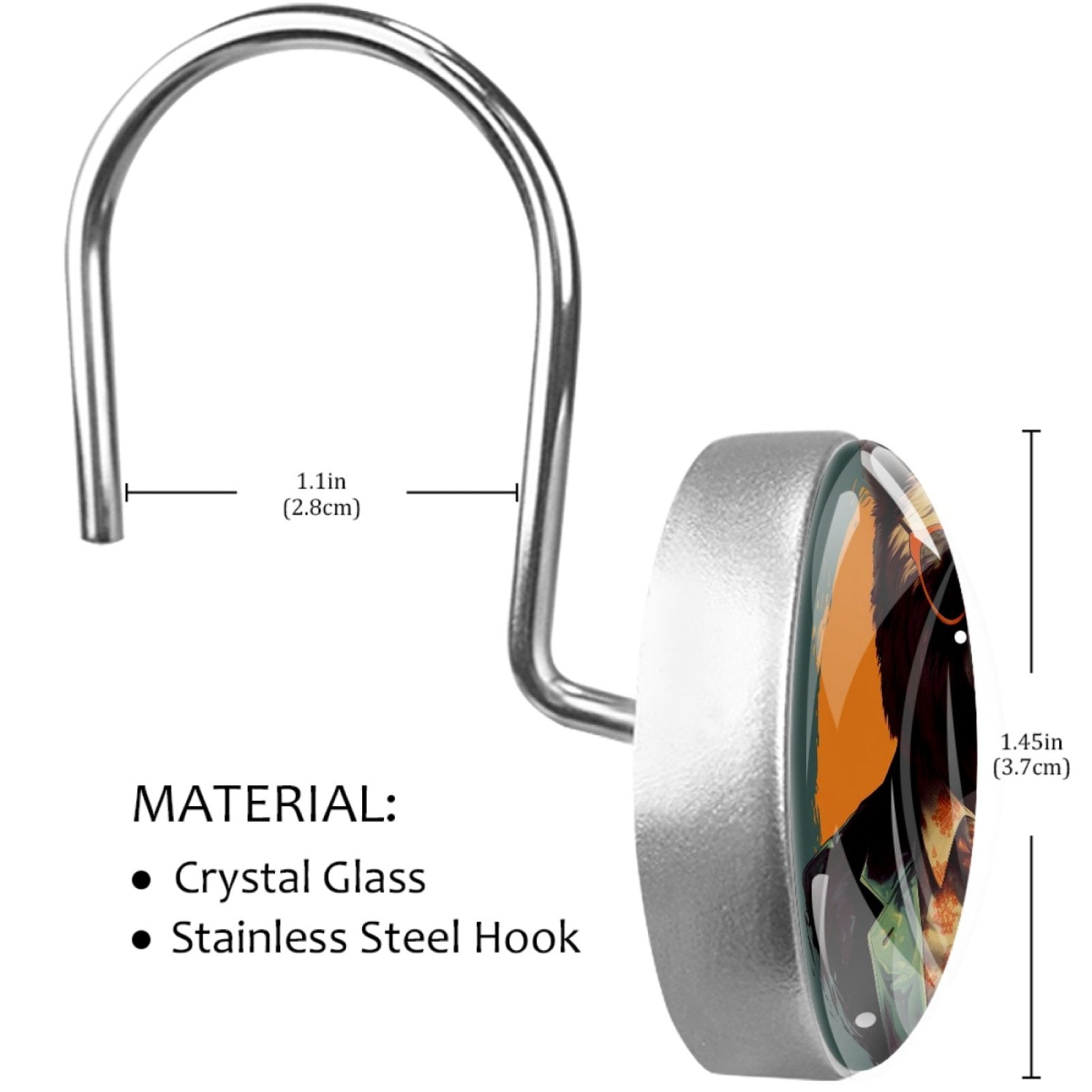HemaKayy 12 Pcs Decorative Shower Curtain Hooks - Stainless Steel Rings for Bathroom Decor - Easy Glide & Secure Hold - Perfect Decoration for Bathroom Shower Rods - Animal Bear
