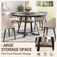 thumbnail image 5 of UHOMEPRO Round Kitchen Table for 4, Faux Marble Dining Table with Storage Shelf, Modern High Glossy Dining Room Table with Sturdy Cross-Shaped Base Support (Only Table), Black, 5 of 8