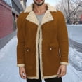 thumbnail image 2 of JURANMO Men's Lapel Collar Fleece Sherpa Lined Windbreaker Jacket Winter Fuax Fur Warm Cardigans Overcoats Outdoor Solid Thicken Coats Yellow XXXL Today Deals, 2 of 8
