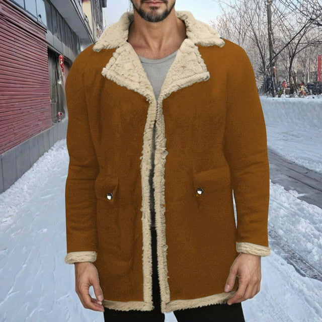 LOVZFMLL Jackets for Men's Casual Winter Casual Solid Color Coats Long Sleeve Button Overcoat Jacket
