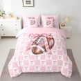 thumbnail image 2 of jejeloiu American Rugby Ball 7 Pieces Bedding Comforter Set,Chic Ribbon Bows Full Bedding Set For Bowknot Lover Reversible, 2 of 8