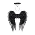 thumbnail image 2 of Alas de ángel y halo para Navidad, accesorio multiusos, organza realista. Negro, 2 of 9