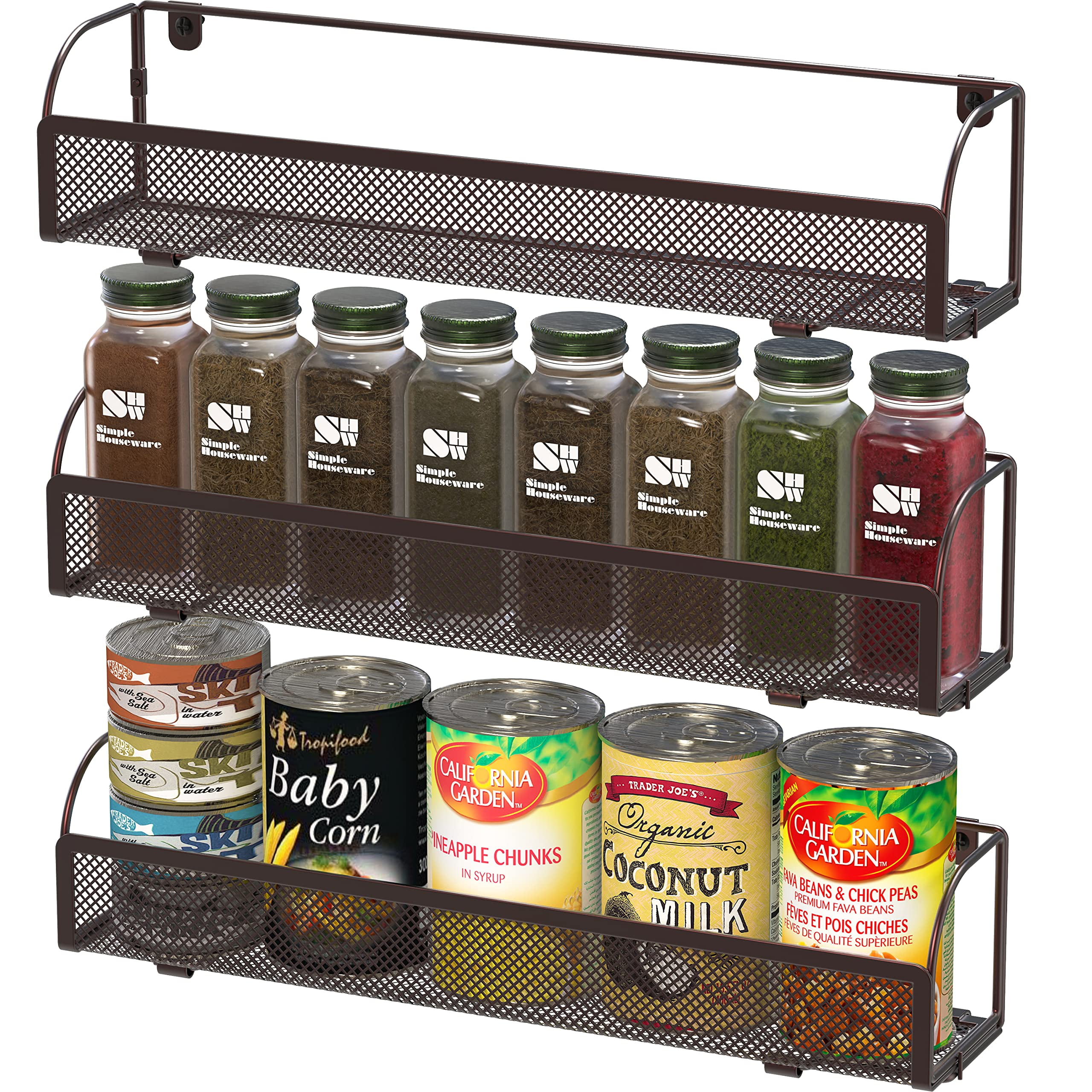 SimpleHouseware Spice Rack Organizer Storage, Bronze, Set of 3