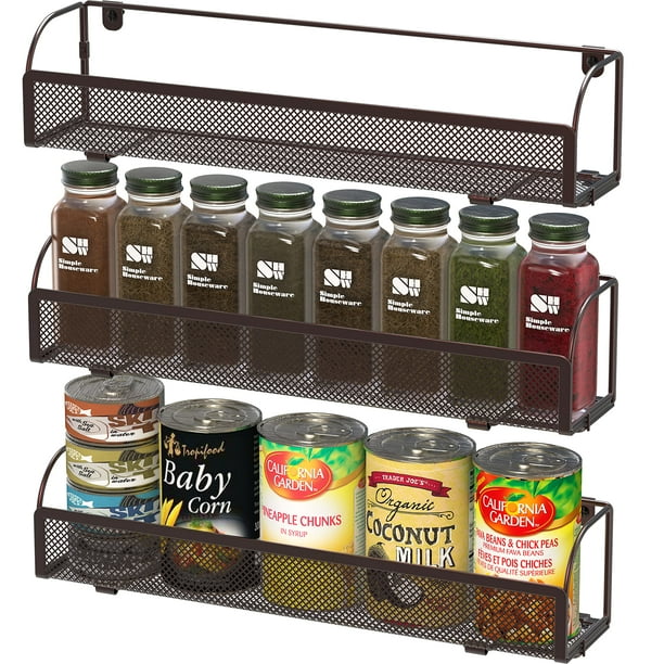 Simple Houseware Steel Spice Rack Organizer Storage, Bronze, Set of 3
