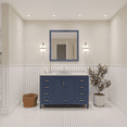 thumbnail image 5 of Ayna Decors Rooh 48 Inch Navy Blue Bathroom Vanity with Sink and Quartz Countertop, 3 Pre-Drilled Faucet Holes, 2 Soft Closing Doors, and 7 Full Extension Drawers, Brushed Nickel Hardware, 5 of 8