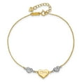 thumbnail image 4 of Primal Gold 14 Karat Two-Tone Puffed Mom Heart 7 Inch with 1-inch Extension Bracelet, 4 of 5